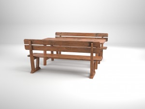 wood seating set with new and old textures 3D Model