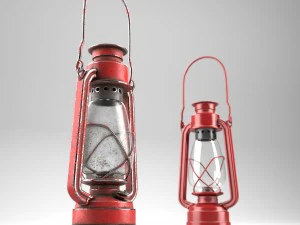 lamparina a &oacute;leo com texturas sujas e limpas Modelo 3D