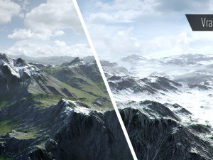 mountain with summer and winter textures 3D-Modell