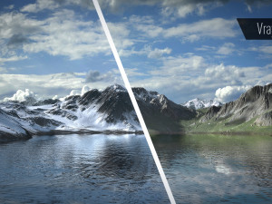 mountain lake with summer and winter textures 3D Model