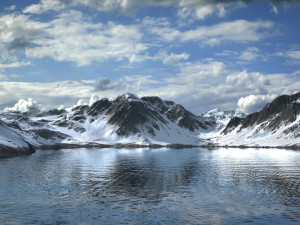 mountain lake with summer and winter textures 3D Model