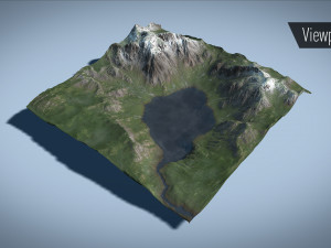 mountain lake with summer and winter textures 3D Model