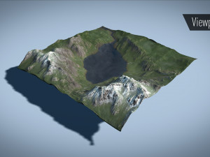 mountain lake with summer and winter textures 3D Model