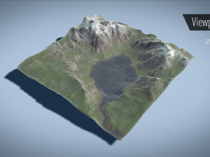 mountain lake with summer and winter textures 3D Model