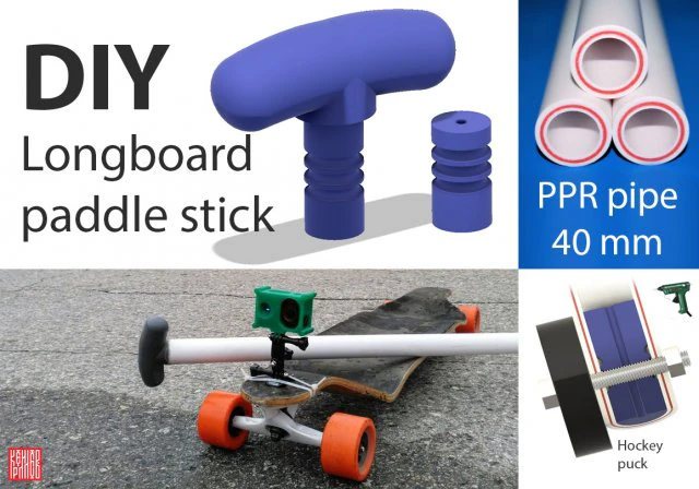 diy longboard paddle stick 3D Print Model .c4d .max .obj .3ds .fbx .stl .blend 