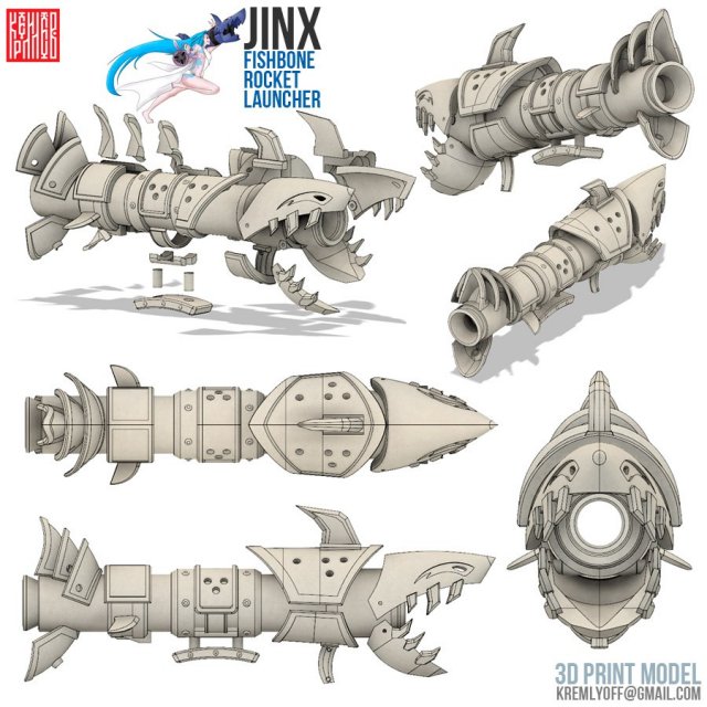 league of legends cosplay jinx rocket 3D Print Model .c4d .max .obj .3ds .fbx .stl .blend 