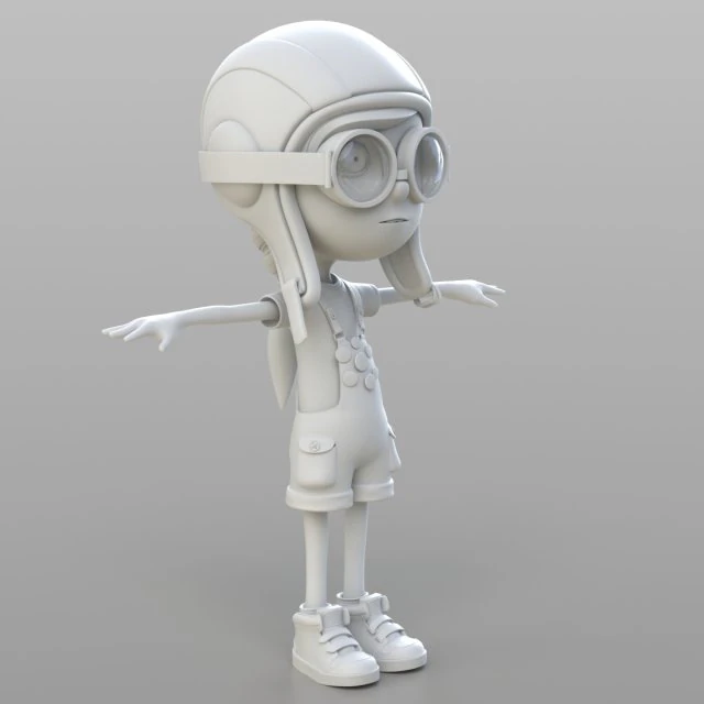 cartoon pilot little loli 3D Model .c4d .max .obj .3ds .fbx .stl .blend 