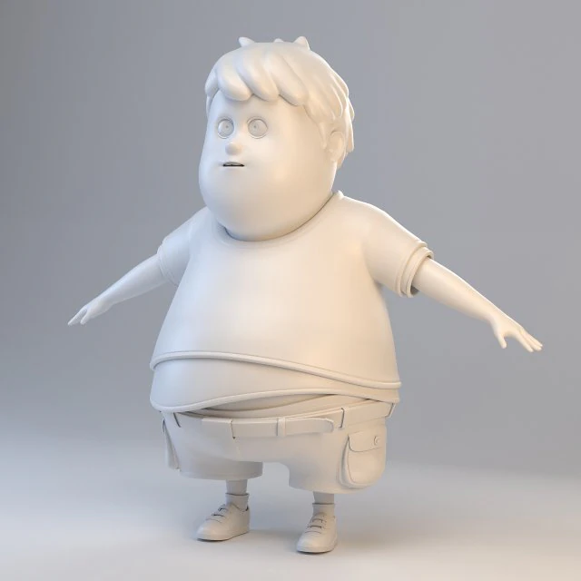 menino gordo adolescente dos desenhos animados Modelo 3D .c4d .max .obj .3ds .fbx .stl .blend 