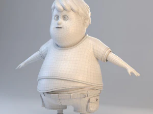 menino gordo adolescente dos desenhos animados Modelo 3D