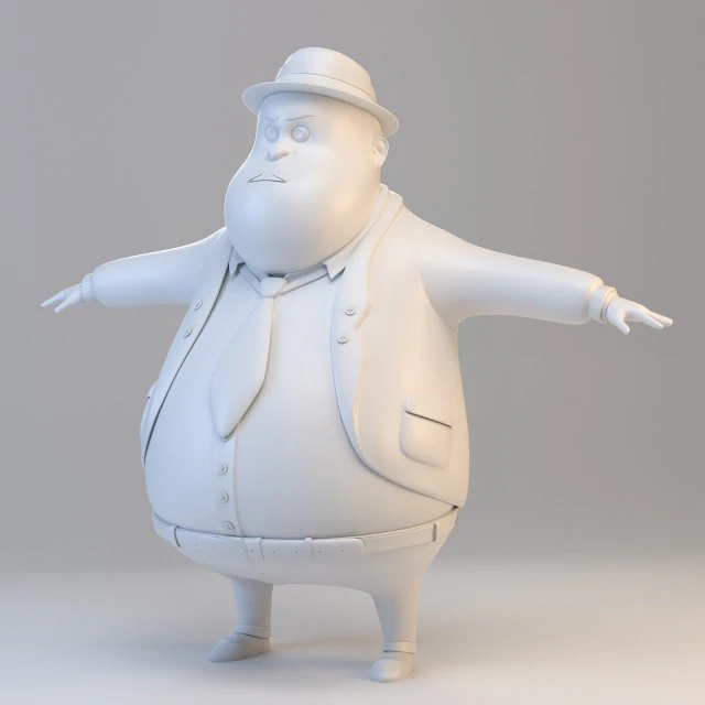 cartoon fat inspector 3D Model .c4d .max .obj .3ds .fbx .stl .blend 