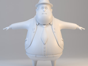 cartoon fat inspector 3D Model