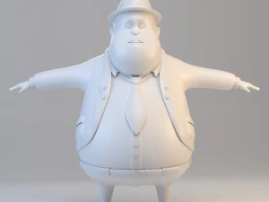 cartoon fat inspector 3D Model