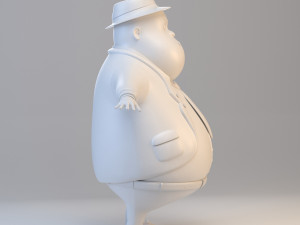 cartoon fat inspector 3D Model