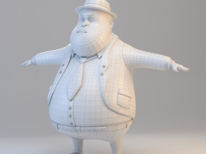 cartoon fat inspector 3D Model