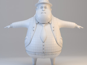 cartoon fat inspector 3D Model