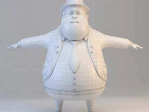 cartoon fat inspector 3D Model