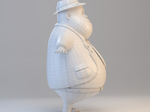cartoon fat inspector 3D Model