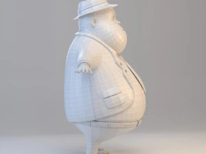 cartoon fat inspector 3D Model