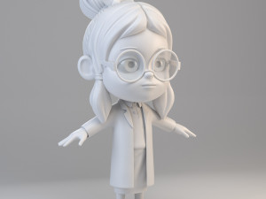 cartoon scientist girl 3D Model