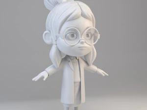 ragazza scienziata dei cartoni animati Modello 3D