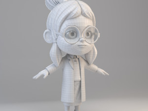 cartoon scientist girl Model 3D