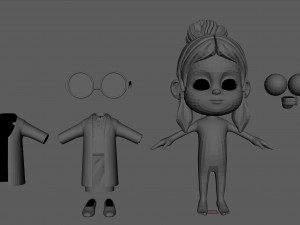 cartoon scientist girl Model 3D