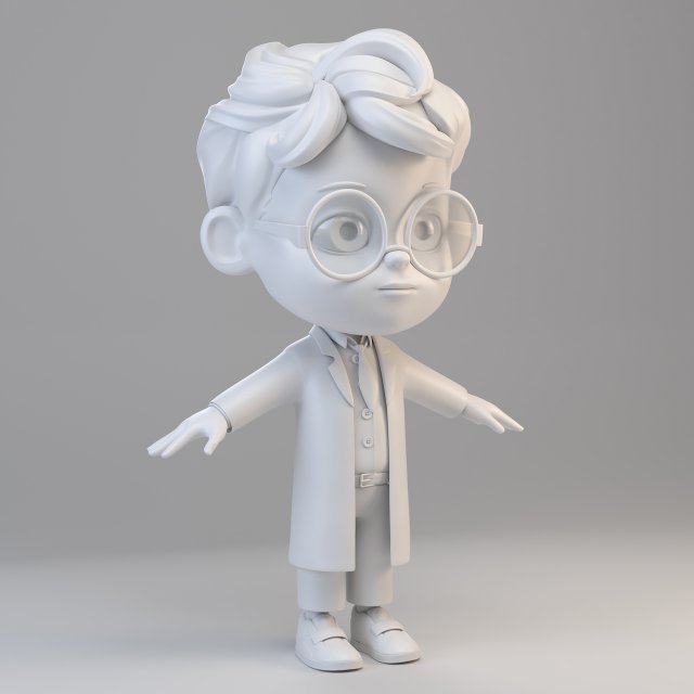 cartoon scientist boy Model 3D .c4d .max .obj .3ds .fbx .stl .blend 