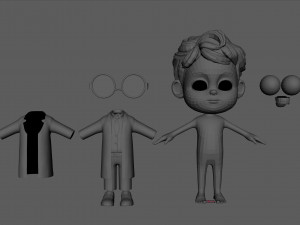 cartoon scientist boy Model 3D