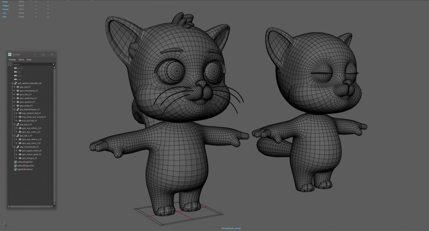 cartoon biped cat 3d model in cat 3dexport