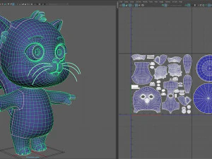 cartoon biped cat 3D Model