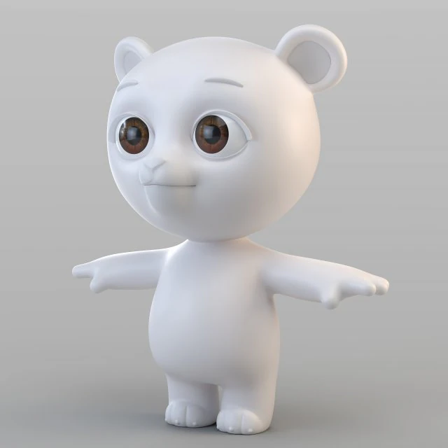 cartoon biped bear 3D Model .c4d .max .obj .3ds .fbx .stl .blend 