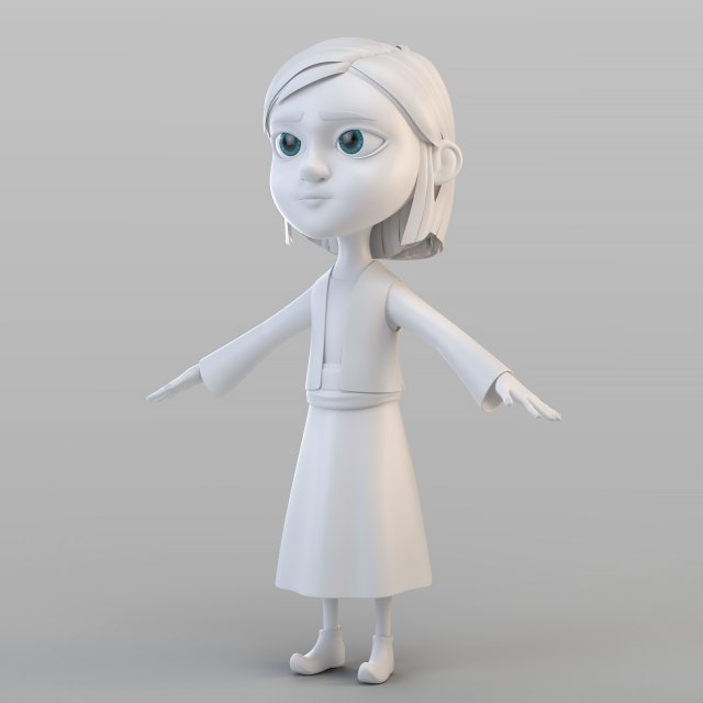 cartoon peasant girl 3D 模型 .c4d .max .obj .3ds .fbx .stl .blend