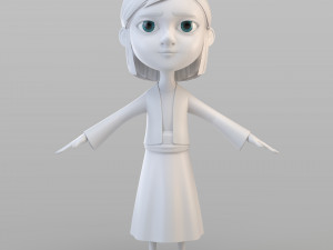 cartoon peasant girl 3D 模型