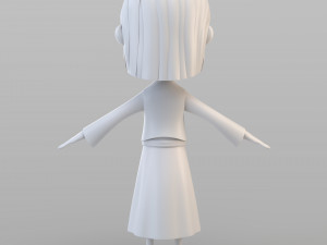 cartoon peasant girl 3D 模型