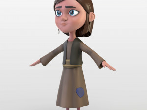 cartoon peasant girl 3D 模型