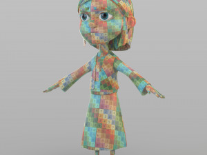 cartoon peasant girl 3D 模型