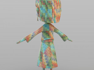 cartoon peasant girl 3D 模型