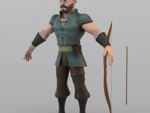 cartoon medieval hunter 3D Model