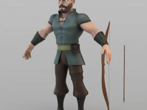 cartoon medieval hunter 3D Model