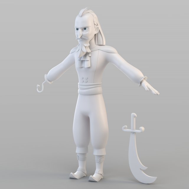 cartoon captain pirate Modèle 3D .c4d .max .obj .3ds .fbx .stl .blend 