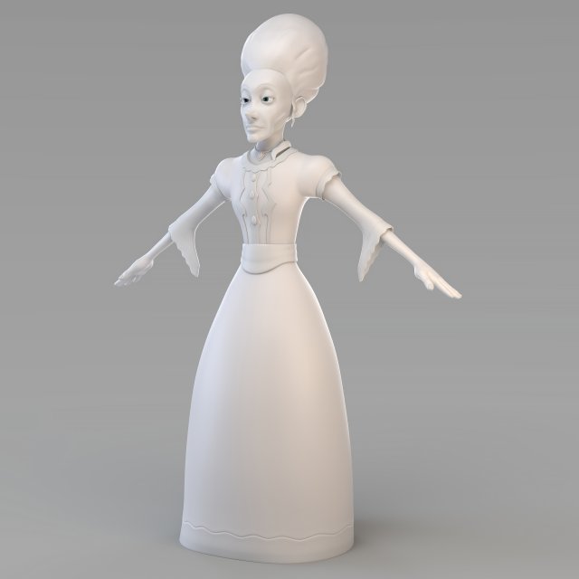 cartoon old princess 3D Model .c4d .max .obj .3ds .fbx .stl .blend 
