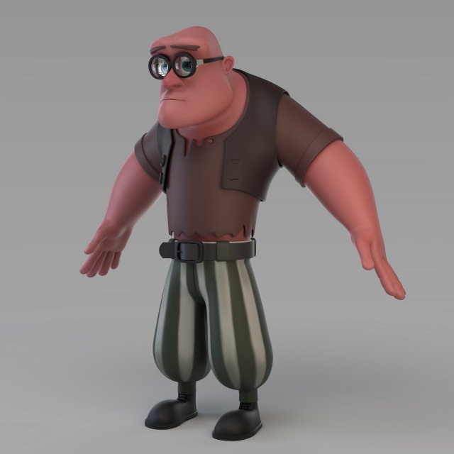 cartoon poor big man 3D 모델 .c4d .max .obj .3ds .fbx .stl .blend