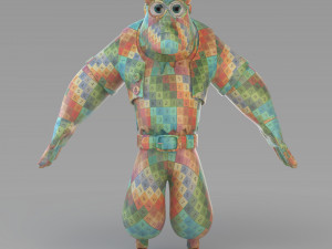 cartoon poor big man 3D 모델