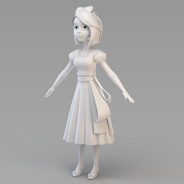 cartoon snow princess 3Dモデル .c4d .max .obj .3ds .fbx .stl .blend 