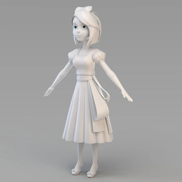 cartoon snow princess 3D Model .c4d .max .obj .3ds .fbx .stl .blend
