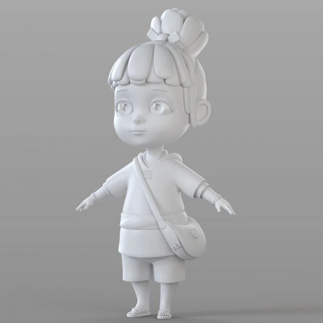 gadis desa kartun Model 3D .c4d .max .obj .3ds .fbx .stl .blend 
