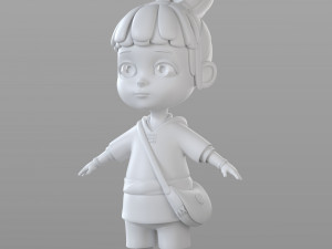 cartoon villager girl 3D Model