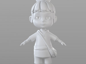 cartoon villager girl 3D Model