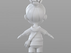 cartoon villager girl 3D Model