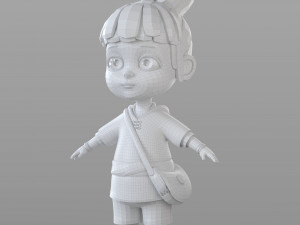 cartoon villager girl 3D Model